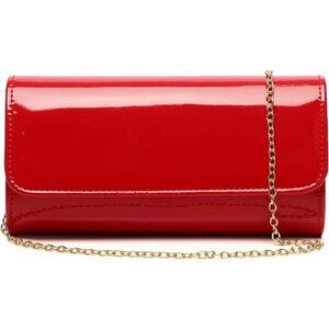 Vegan Leather Envelope Clutch Red